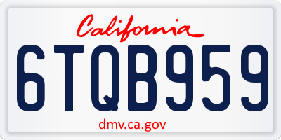 CA license plate 6TQB959