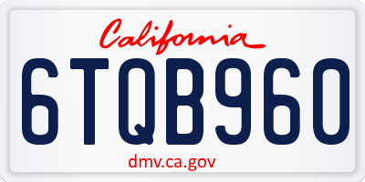 CA license plate 6TQB960