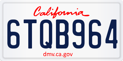 CA license plate 6TQB964