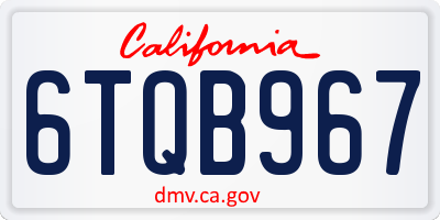 CA license plate 6TQB967