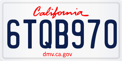 CA license plate 6TQB970