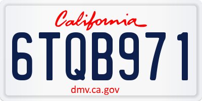 CA license plate 6TQB971