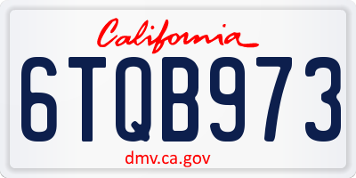 CA license plate 6TQB973