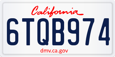 CA license plate 6TQB974