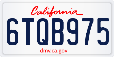 CA license plate 6TQB975