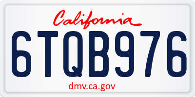 CA license plate 6TQB976