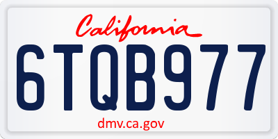 CA license plate 6TQB977