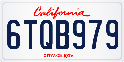 CA license plate 6TQB979