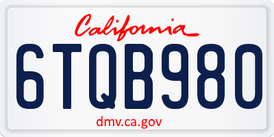 CA license plate 6TQB980