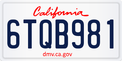 CA license plate 6TQB981