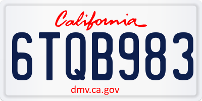 CA license plate 6TQB983