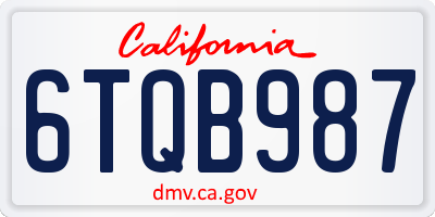 CA license plate 6TQB987