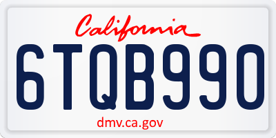 CA license plate 6TQB990