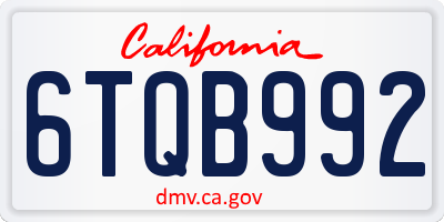 CA license plate 6TQB992