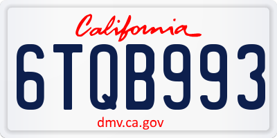 CA license plate 6TQB993