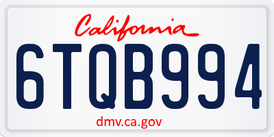 CA license plate 6TQB994