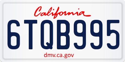 CA license plate 6TQB995