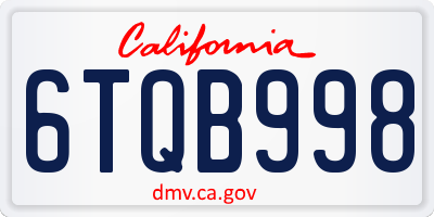 CA license plate 6TQB998