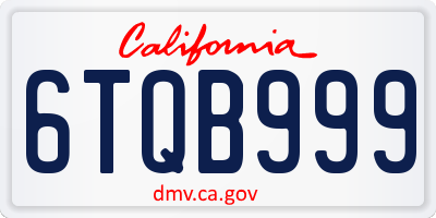 CA license plate 6TQB999