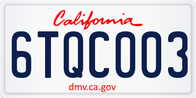CA license plate 6TQC003