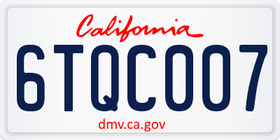 CA license plate 6TQC007