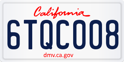 CA license plate 6TQC008