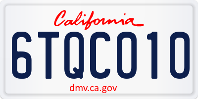 CA license plate 6TQC010