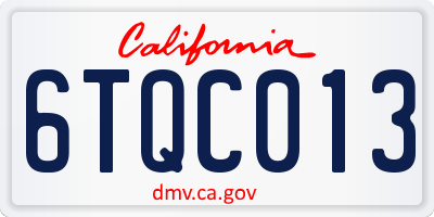 CA license plate 6TQC013