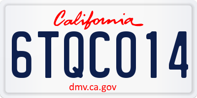 CA license plate 6TQC014