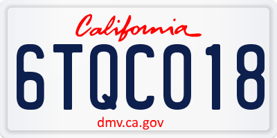 CA license plate 6TQC018