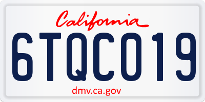 CA license plate 6TQC019