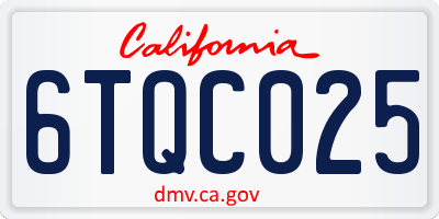 CA license plate 6TQC025