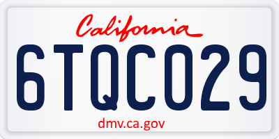 CA license plate 6TQC029