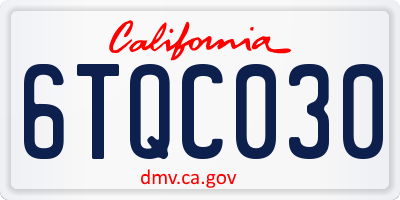 CA license plate 6TQC030