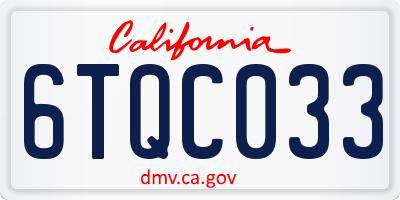 CA license plate 6TQC033