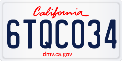 CA license plate 6TQC034