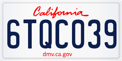 CA license plate 6TQC039