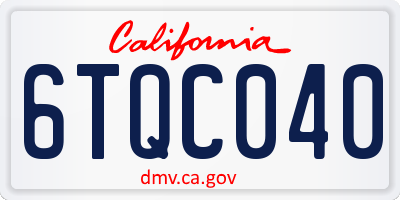 CA license plate 6TQC040