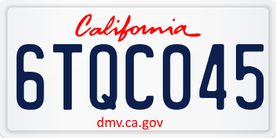 CA license plate 6TQC045