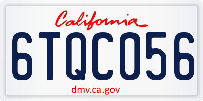 CA license plate 6TQC056