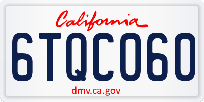 CA license plate 6TQC060