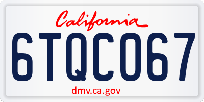 CA license plate 6TQC067