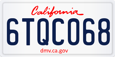 CA license plate 6TQC068