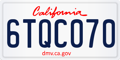 CA license plate 6TQC070