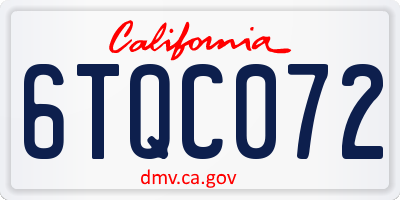 CA license plate 6TQC072