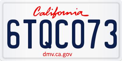 CA license plate 6TQC073