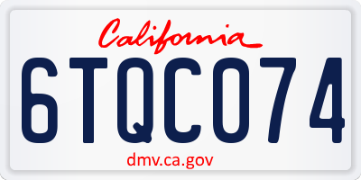 CA license plate 6TQC074