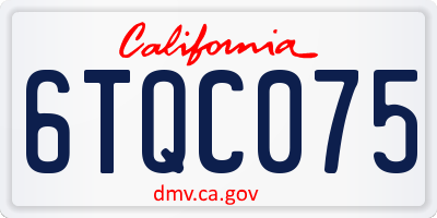 CA license plate 6TQC075
