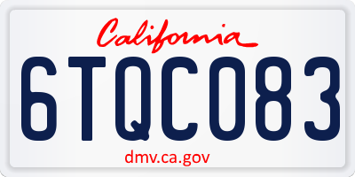 CA license plate 6TQC083