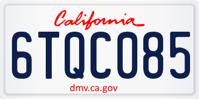 CA license plate 6TQC085